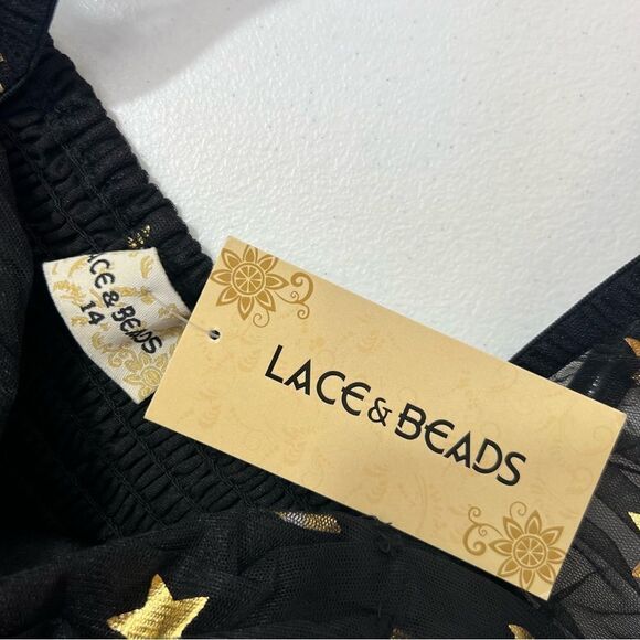 Lace & Beads Brielle Babydoll Mini Dress in Black Moon Print - Picture 7 of 15